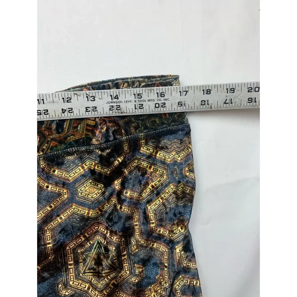 Mi Kulture size large festival High-Waist Metallic Geo Print Shorts Black Gold r